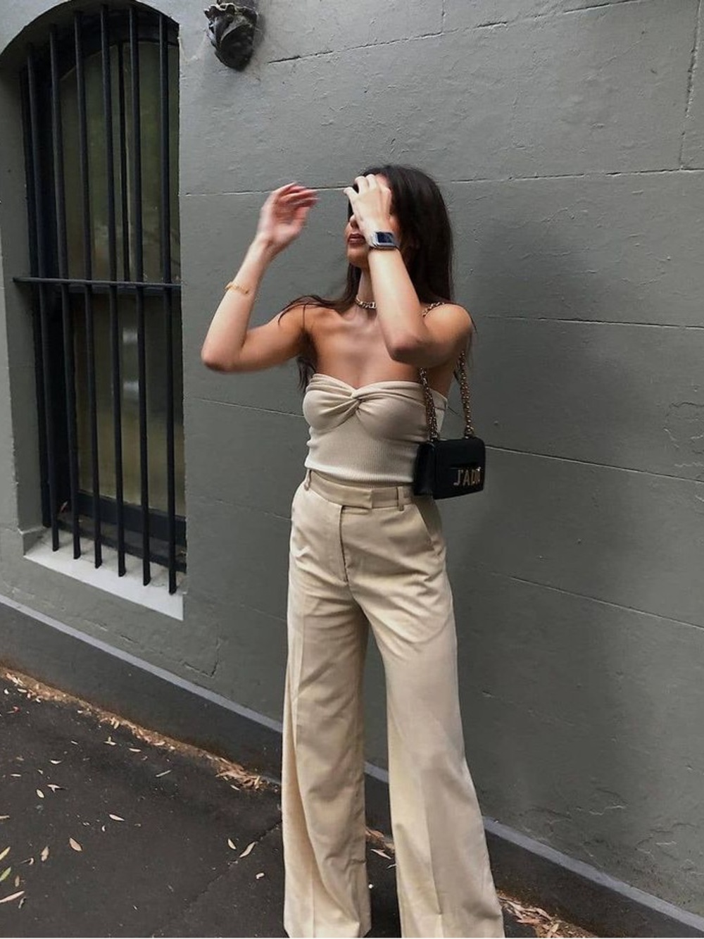 DISSH Anika Twisted Knit Tube Top in Cream